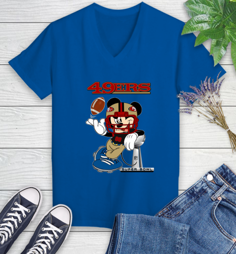 NFL San Francisco 49ers Mickey Mouse Disney Super Bowl Football T Shirt  Women's V-Neck T-Shirt