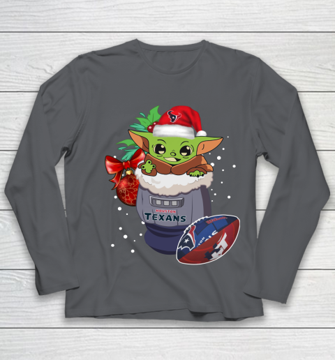 Houston Texans Christmas Baby Yoda Star Wars Funny Happy NFL Youth Long Sleeve 8