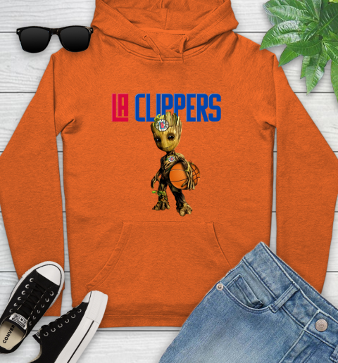 LA Clippers NBA Basketball Groot Marvel Guardians Of The Galaxy Youth Hoodie 5