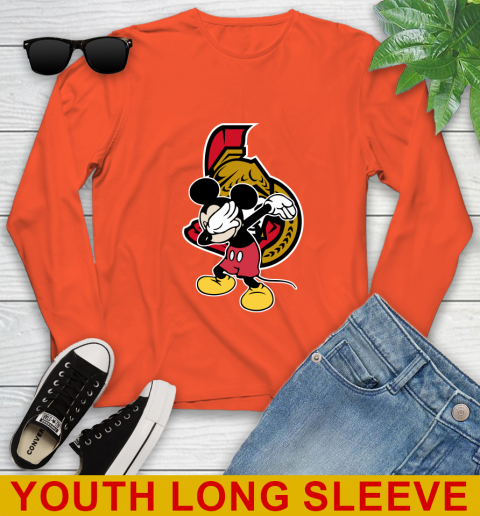 Ottawa Senators NHL Hockey Dabbing Mickey Disney Sports Youth Long Sleeve 4