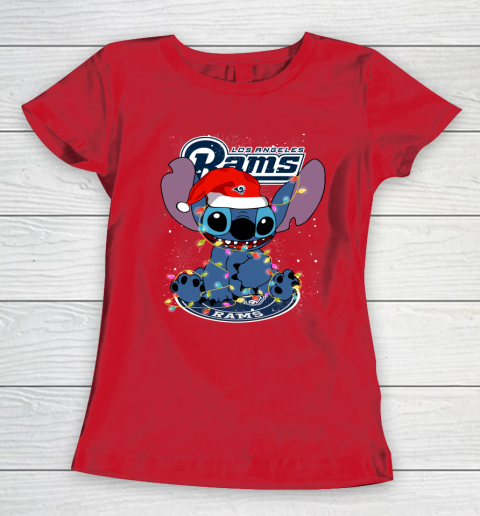 Los Angeles Rams NFL Football noel stitch Christmas Women's T-Shirt 7