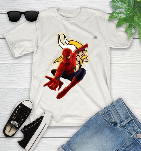 NFL Spider Man Avengers Endgame Football Minnesota Vikings Youth T-Shirt 13