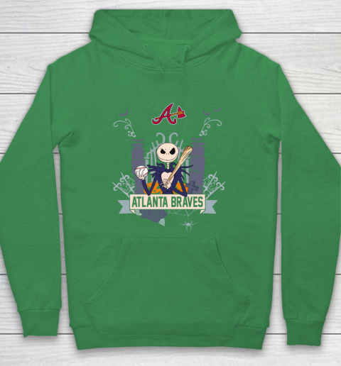 MLB Atlanta Braves Baseball Jack Skellington Halloween Hoodie 5