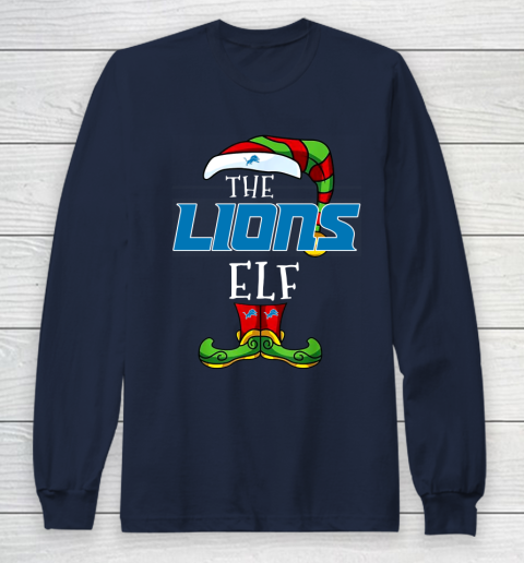 Detroit Lions Christmas ELF Funny NFL Long Sleeve T-Shirt 2