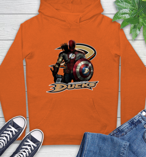NHL Captain America Thor Spider Man Hawkeye Avengers Endgame Hockey Anaheim Ducks Hoodie 5