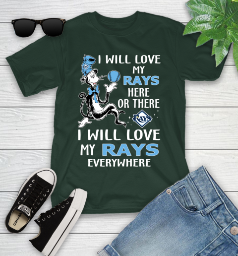 MLB Baseball Tampa Bay Rays I Will Love My Rays Everywhere Dr Seuss Shirt Youth T-Shirt 4