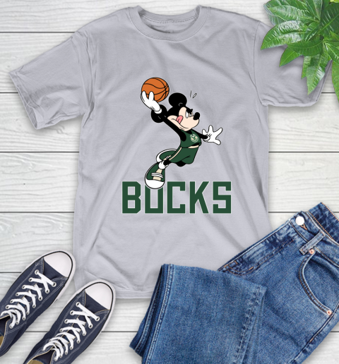 NBA Basketball Milwaukee Bucks Cheerful Mickey Mouse Shirt T-Shirt 6
