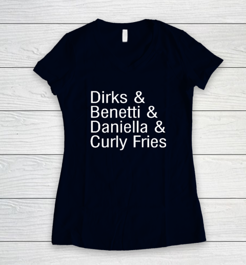 Dirks & Benetti & Daniella & Curly Fries Women's V-Neck T-Shirt 2