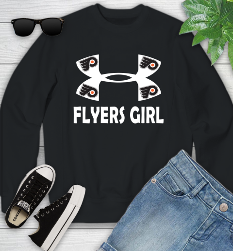 NHL Philadelphia Flyers Girl Under Armour Hockey Sports Youth Sweatshirt