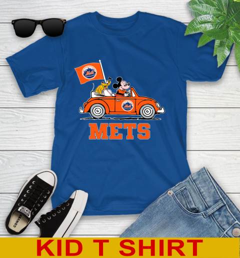 MLB Baseball New York Mets Pluto Mickey Driving Disney Shirt Youth T-Shirt 9