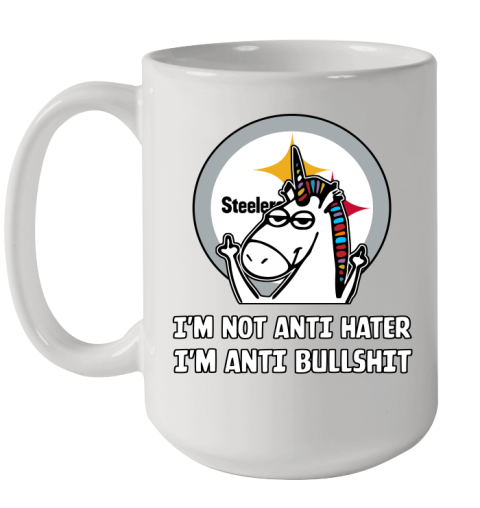 Pittsburgh Steelers NFL Football Unicorn I'm Not Anti Hater I'm Anti Bullshit Ceramic Mug 15oz
