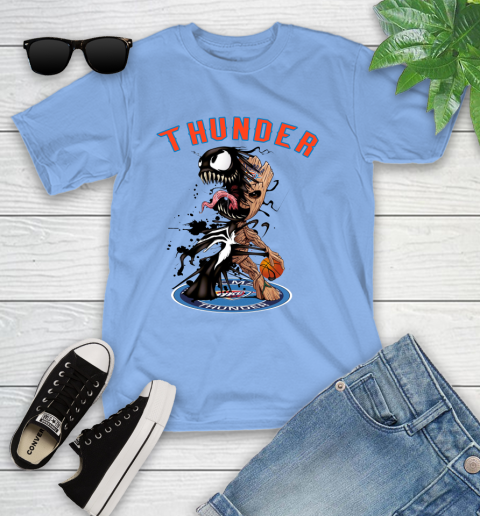 NBA Oklahoma City Thunder Basketball Venom Groot Guardians Of The Galaxy Youth T-Shirt 11
