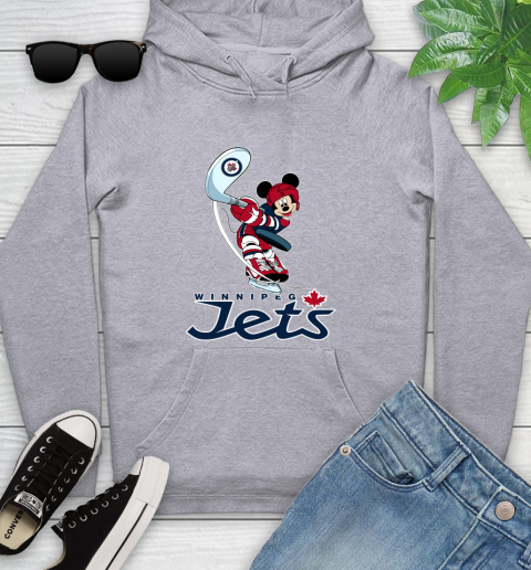 NHL Hockey Winnipeg Jets Cheerful Mickey Mouse Shirt Youth Hoodie 6