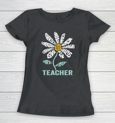 Life is good Teacher Daisy T shirt Teach School Sunflower Women's T-Shirt