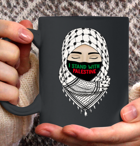 I Stand With Free Palestine Gaza Flag Arabic Scarf Ceramic Mug 11oz