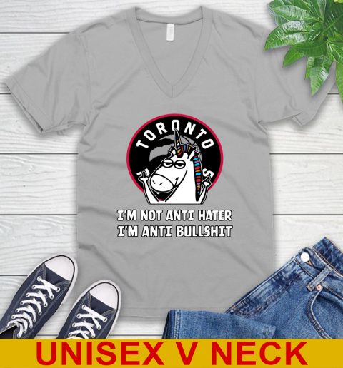 Toronto Raptors NBA Basketball Unicorn I'm Not Anti Hater I'm Anti Bullshit V-Neck T-Shirt 5 Toronto Raptors NBA Basketball Unicorn I'm Not Anti Hater I'm Anti Bullshit V-Neck T-Shirt - Image 5