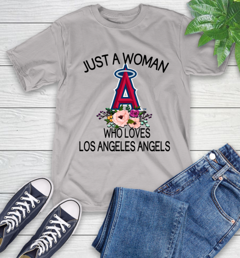 MLB Just A Woman Who Loves Los Angeles Angels Baseball Sports T-Shirt 12