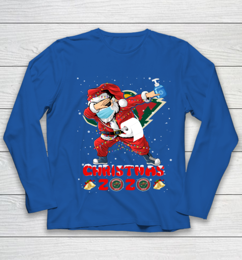 Minnesota Wild Funny Santa Claus Dabbing Christmas 2020 NHL Youth Long Sleeve 7