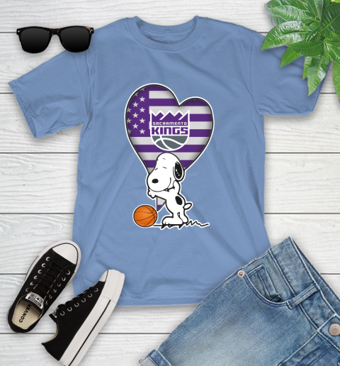 Sacramento Kings NBA Basketball The Peanuts Movie Adorable Snoopy Youth T-Shirt 11