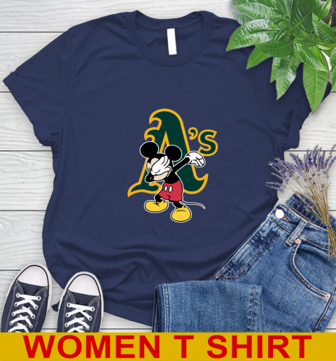 Oakland Athletics MLB Baseball Dabbing Mickey Disney Sports Women's T-Shirt 12