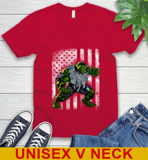 San Antonio Spurs Hulk Marvel Avengers NBA Basketball American Flag V-Neck T-Shirt 6