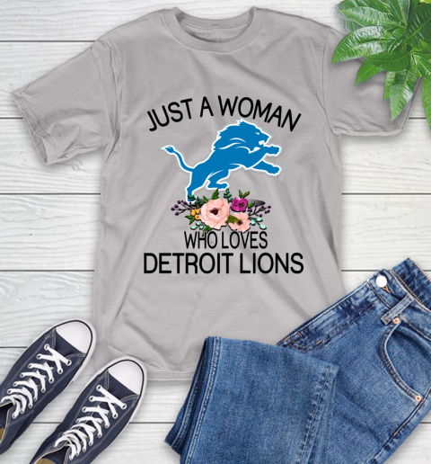 NFL Just A Woman Who Loves Detroit Lions Football Sports T-Shirt 12