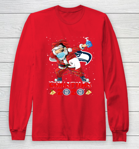 Seattle Seahawks Funny Santa Claus Dabbing Christmas 2020 NFL Long Sleeve T-Shirt 7