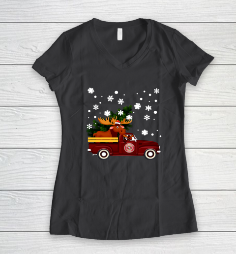 San Francisco 49ers Bring Christmas Home NFL Women's V-Neck T-Shirt 6