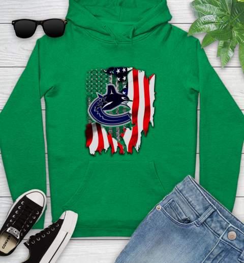 Vancouver Canucks NHL Hockey American Flag Youth Hoodie 9