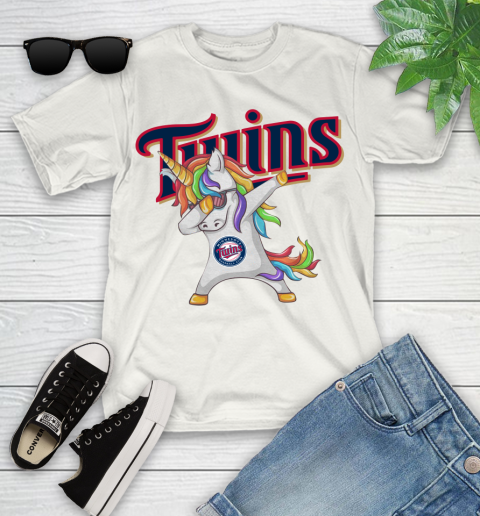 Minnesota Twins MLB Baseball Funny Unicorn Dabbing Sports Youth T-Shirt