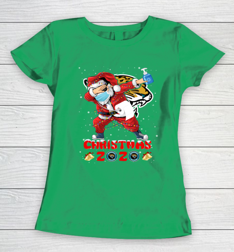 Jacksonville Jaguars Funny Santa Claus Dabbing Christmas 2020 NFL Women's T-Shirt 5