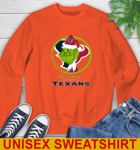 Houston Texans NFL Christmas Grinch I Hate People But I Love My Favorite Football Team Sweatshirt 4