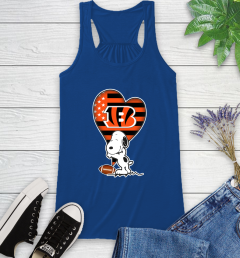 Cincinnati Bengals NFL Football The Peanuts Movie Adorable Snoopy Racerback Tank 9