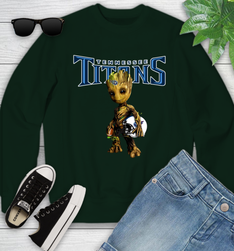 Tennessee Titans NFL Football Groot Marvel Guardians Of The Galaxy Youth Sweatshirt 10
