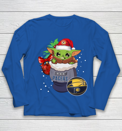 Indiana Pacers Christmas Baby Yoda Star Wars Funny Happy NBA Youth Long Sleeve 9