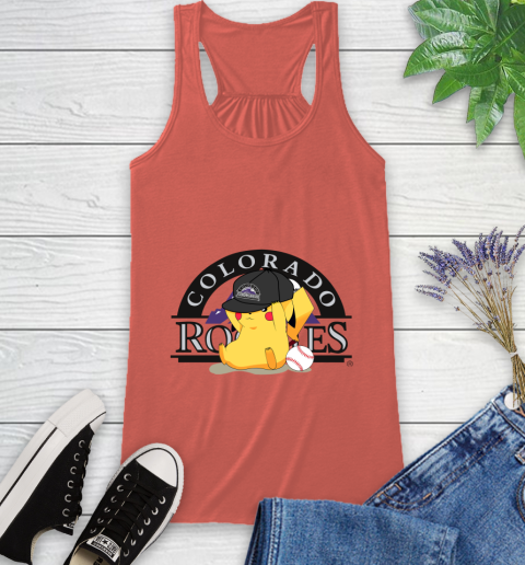 MLB Pikachu Baseball Sports Colorado Rockies Racerback Tank 4