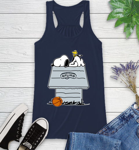 San Antonio Spurs NBA Basketball Snoopy Woodstock The Peanuts Movie Racerback Tank 10