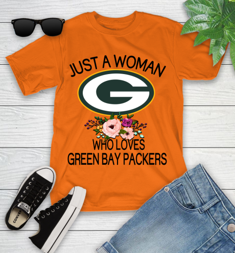 NFL Just A Woman Who Loves Green Bay Packers Football Sports Youth T-Shirt 4