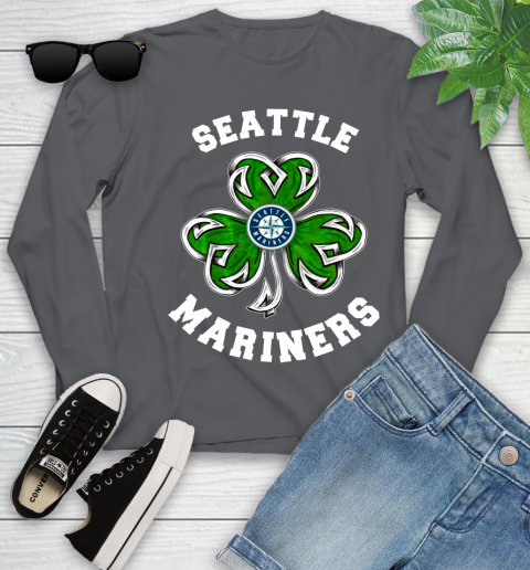 MLB Seattle Mariners Three Leaf Clover St Patrick's Day Baseball Sports Youth Long Sleeve 9