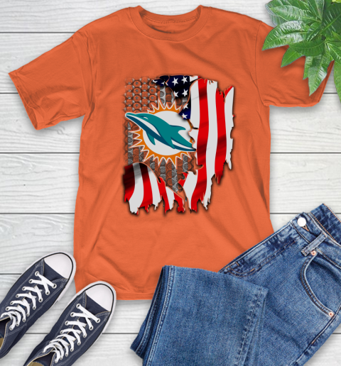 Miami Dolphins NFL Football American Flag T-Shirt 4