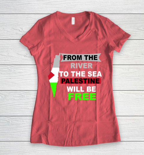 From The River To The Sea Palestine Will Be Free Shirt Women's V-Neck T-Shirt 4