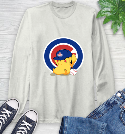 MLB Pikachu Baseball Sports Chicago Cubs Long Sleeve T-Shirt 12