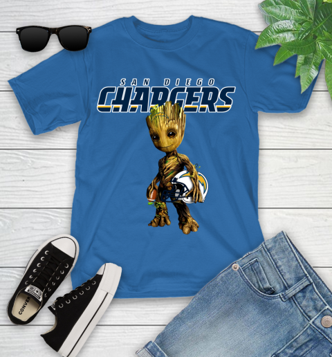 Los Angeles Chargers NFL Football Groot Marvel Guardians Of The Galaxy Youth T-Shirt 9