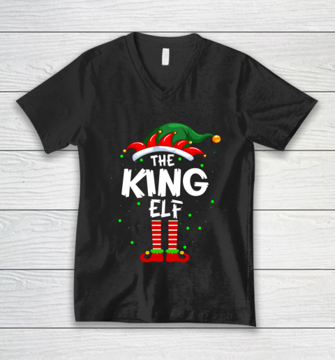King Elf Family Matching Group Gifts Funny Christmas Pajama V-Neck T-Shirt
