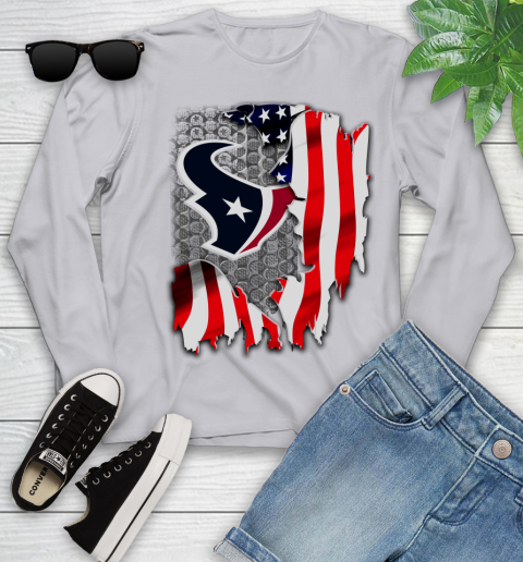 Houston Texans NFL Football American Flag Youth Long Sleeve 5