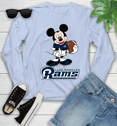 NFL Football Los Angeles Rams Cheerful Mickey Mouse Shirt Youth Long Sleeve 9