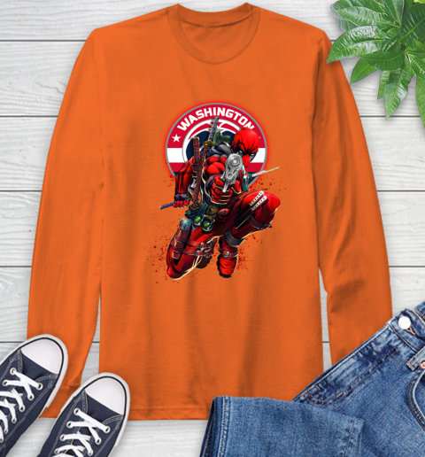 NBA Deadpool Marvel Comics Sports Basketball Washington Wizards Long Sleeve T-Shirt 5