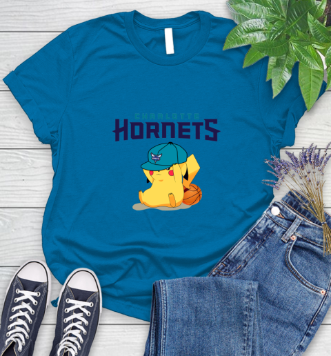 NBA Pikachu Basketball Sports Charlotte Hornets Women's T-Shirt 7