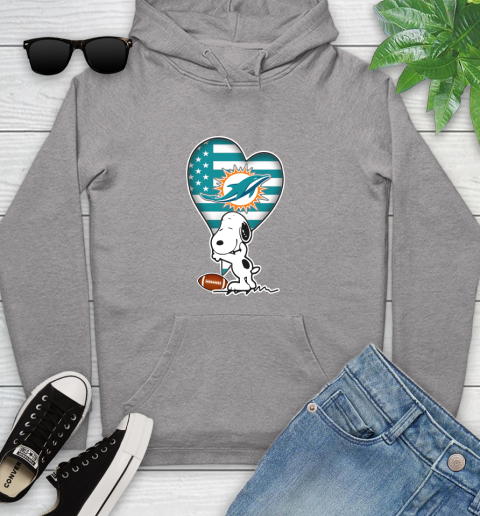 Miami Dolphins NFL Football The Peanuts Movie Adorable Snoopy Youth Hoodie 6