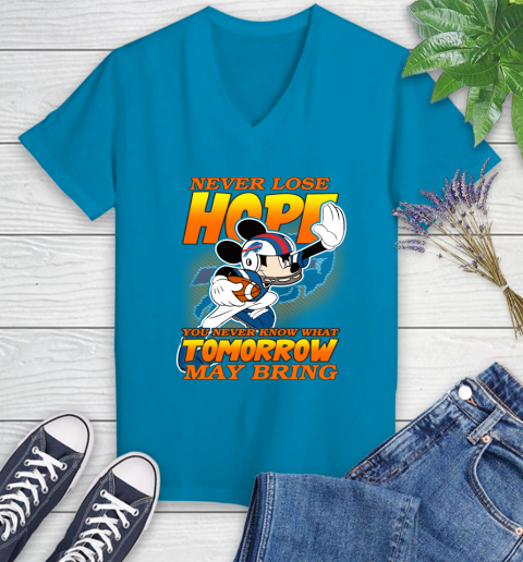 Buffalo Bills NFL Football Mickey Disney Never Lose Hope (1) Women's V-Neck T-Shirt 7